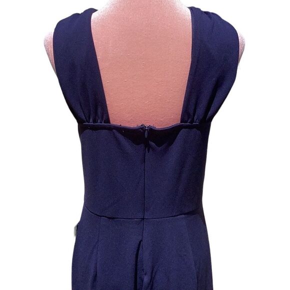 THE VANITY ROOM NWT CREPE V DETAIL JUMPSUIT INK BLUE MEDIUM CROP LENGTH - Picture 11 of 13